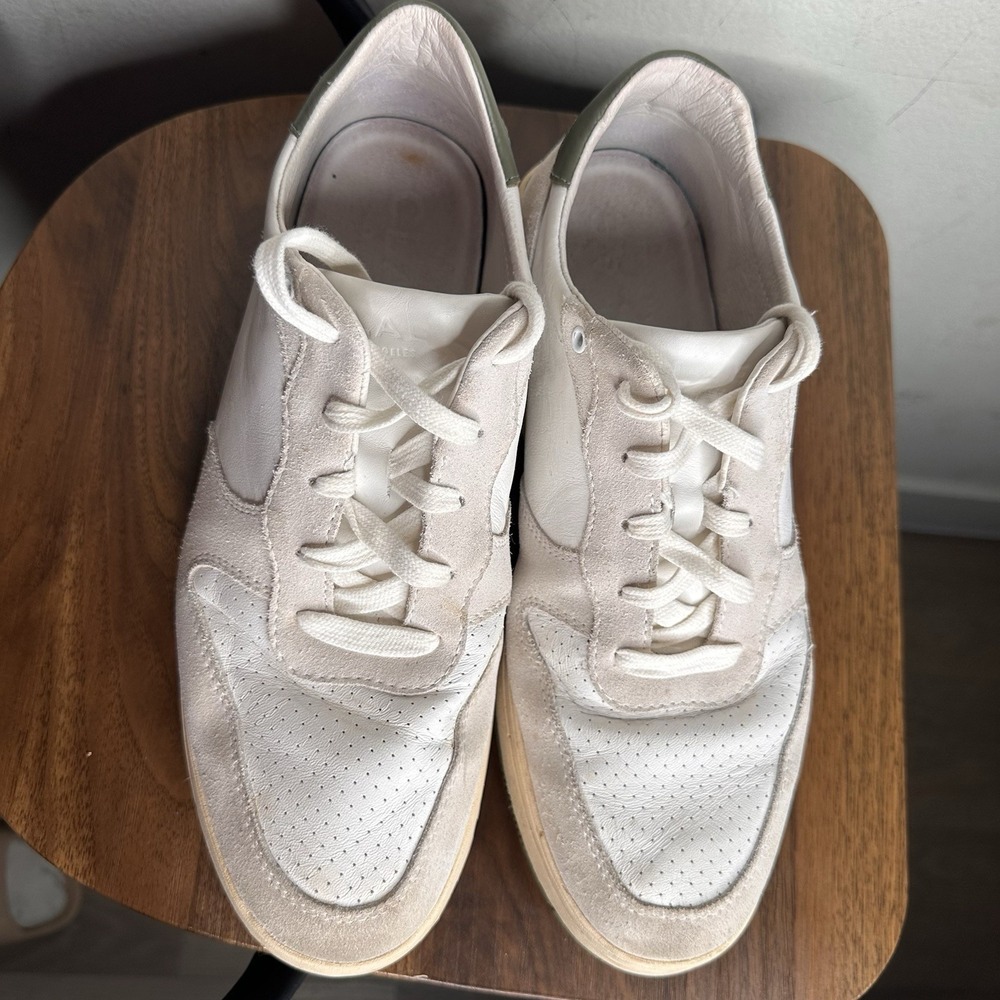 HTF CLAE Malone Men 10 Cream Leather & Smoke Comfrey Court Sneakers Classic - Picture 5 of 10